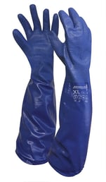 Blue Nitrile Chemical Gauntlet  Gloves