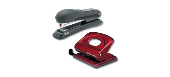 Staplers and hole punches